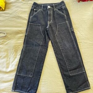 H&M Kids Black Denim Workwear Jeans with Contrast Stitching